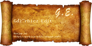 Görbicz Edit névjegykártya